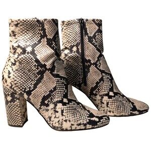 ALDO Snakeskin Women's 11 Ankle Boots Block High Heel Zip Python Booties